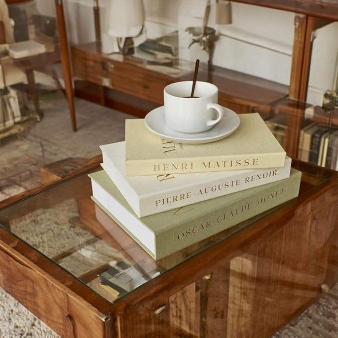 Aesthetic Decorative Books - Set of 3 Linen Fake Books Enhance Your Coffee Table, Home Decor, Living Room, Bookshelf or Mantle Decor, Modern Stackable Faux Book Photo Storage and as a Keepsake Box