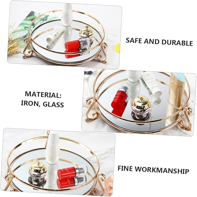 Cabilock 1pc Polishing Mirror Tray for Home Elegant Cosmetic Storage Holder Creative Makeup Organizer Stylish Vanity Decor for Products