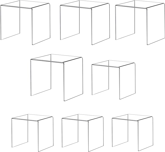 Acylic Riser Square Display Stand For Cupcakes, Arts and Crafts (Clear, 8P-4&5INCH)