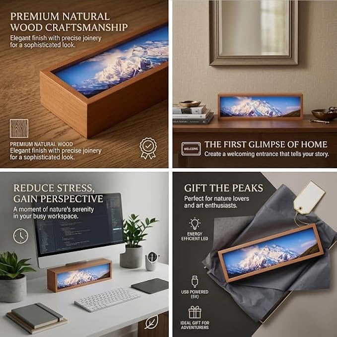 Snowy Mount Denali Led Light Box 3 Layers of Acrylic Light Box - Handmade Table Lamp for Room Decor - National Park Travel Signs Travel Gift