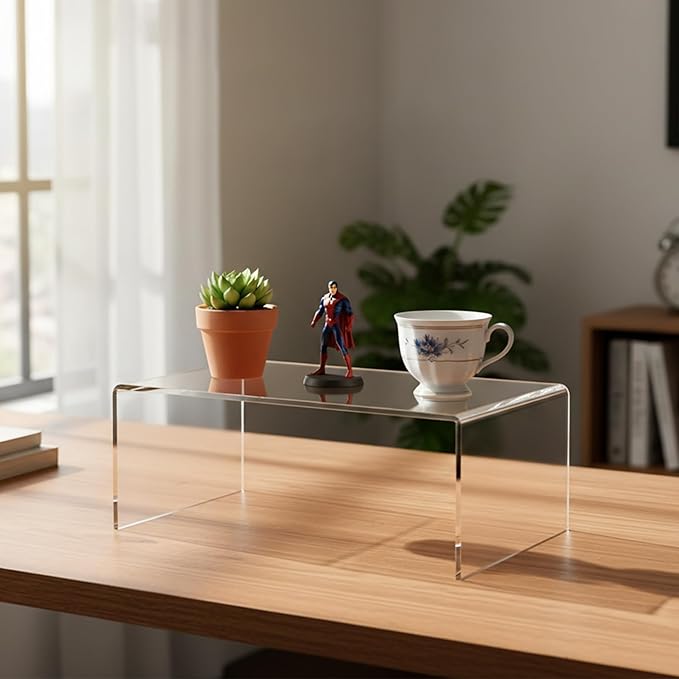 2 Sets Acrylic Display Risers,13 Inch Counter Organizer Rack, Kitchen Counter Shelf Organizer for Bathroom.for Collectibles, Jewelry, Cupcakes, Figures, Kitchen & Retail Use (transparent, 13 Inch, 5 mm)