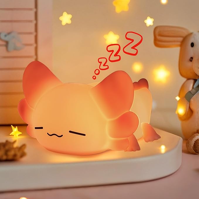 ZKLiLi Night Light for Kids Lamp, 16 Colors Lamp Cute, Dimmable Baby Night Lights for Nursery,Silicone Rechargeable Nightlight for Kids Room, Kawaii Room Decor (Axolotl)