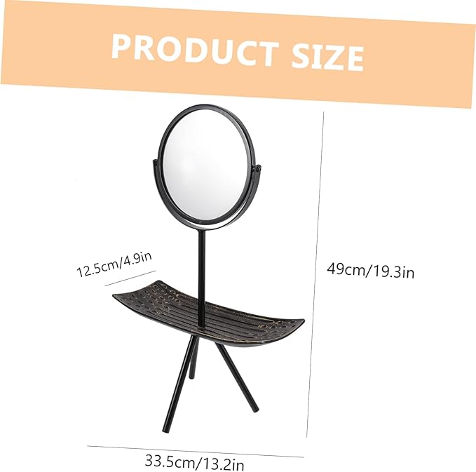 Mipcase Rotating Makeup Mirror with Angle and Elegant Design European Style Vanity Tray for Bedroom and Dressing Table and Lightweight Cosmetic Organizer