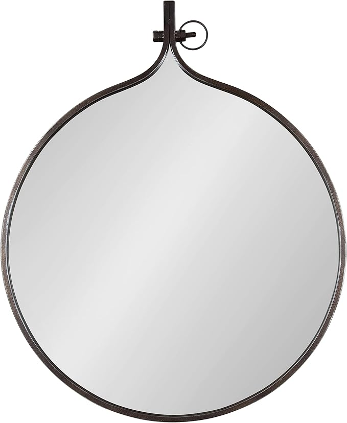 Kate and Laurel Yitro Round Wall Mirror; 30 x 37; Bronze; Decorative Versatile Rustic Wall Decor