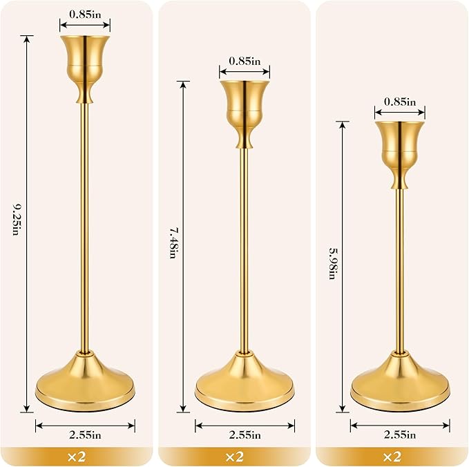 3PCS Candlestick Holders, Taper Candle Holder for Candlesticks, Metal Taper Candle Holders Glaceful Decor Set for Wedding Centerpieces, Christmas, Birthday Party, Holiday Dinning Table Décor