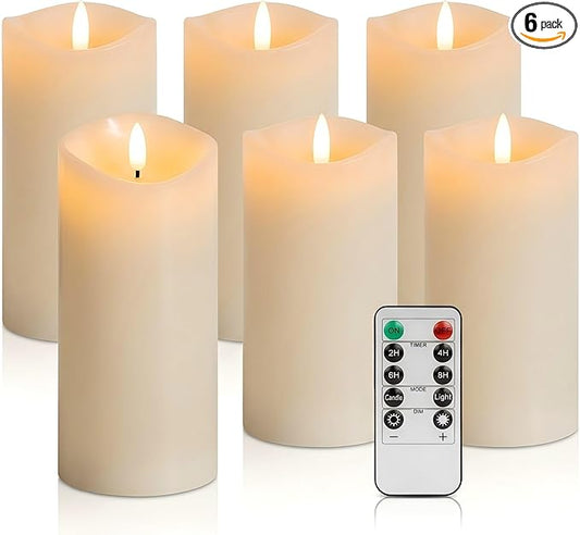 3x6 Inch Flameless Candles with Remote, Real Wax LED Pillar Candles Battery Operated, Flickering Fake Candles for Valentines Day Decorations, Home Decor, Wedding Decor