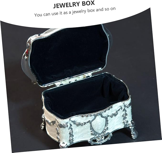 Vintage Jewelry Box European Style Small Trinket Case 6.8x5.3x5.5in Makeup Organizer for Earrings Storage Home Decor