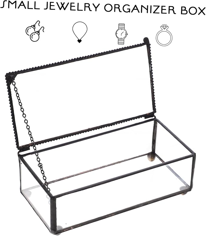 Vaguelly Vintage Jewelry Box Trinket Makeup Organizer Box Decorative Keepsake Case Lid