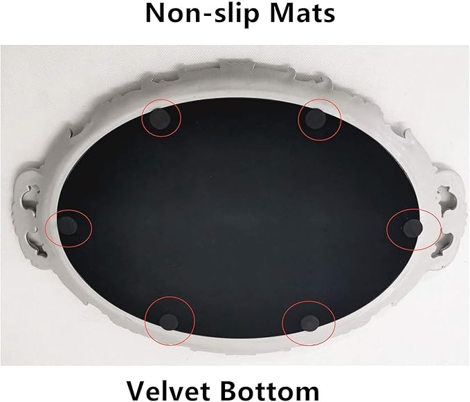 Oval Decorative Mirror Tray, French Style Flower Frame, Makeup Organizer, Jewelry Organizer, Serving Tray, 9.8"x 14.6", Golden Grey