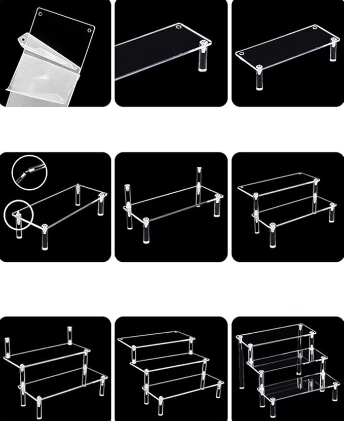 Acrylic Riser,Large Display Risers, Clear Risers Perfume Organizer, 3 Tiered Cupcake Shelf Stand Holder,9 Inch,DIY