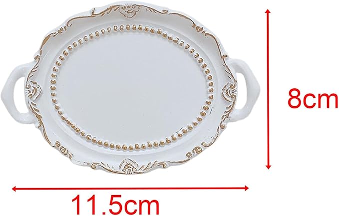Makeup Perfume Organizer Cosmetic Trays Ornate Trays Ornament Decorative Trays Jewellery Organivsers for Table Housewarming Desk Countertops, White European Style