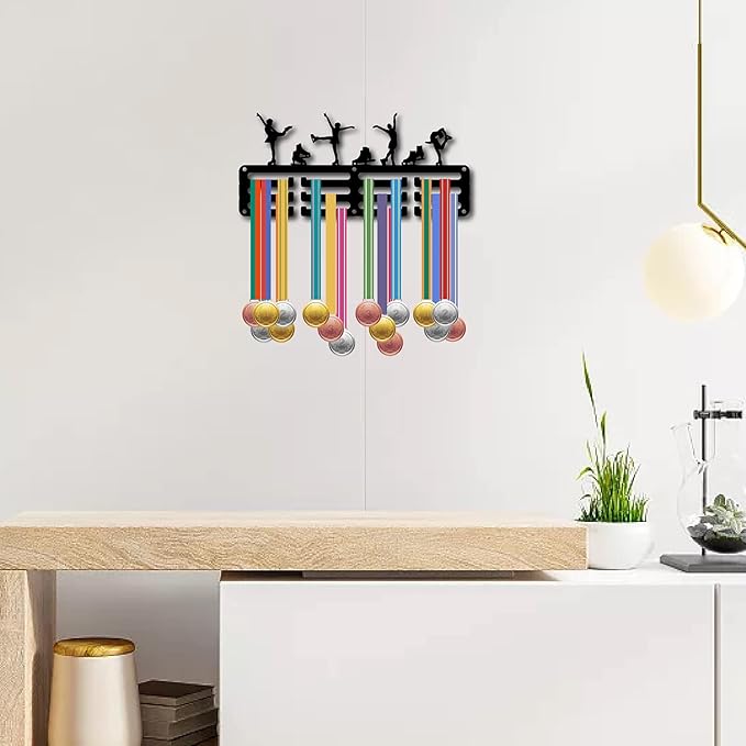 CREATCABIN Ice Skating Medal Holder Medal Hanger Display Rack Sports Metal Hanging Iron Small Mount Decor Awards for Wall Home Badge Race Running Gymnastics Swimming Medalist Black 11.4 x 5.1 Inch