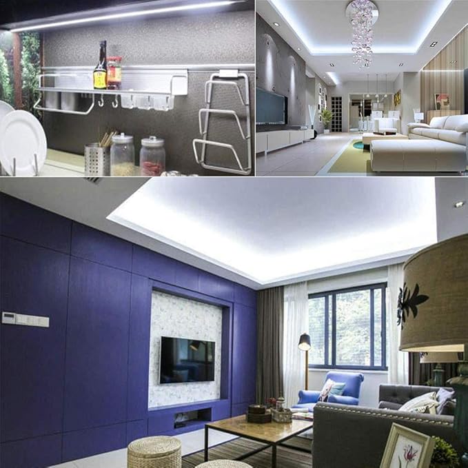 SUYOOULIN LED Strip Lights, SMD 2835 LED Strip, DC12V 1200LEDs 16.4Ft 26000LM High Density LED Light Strips Waterproof IP65, 3 Times Brightness Than SMD3528 LED Strip, Cool White 6500K