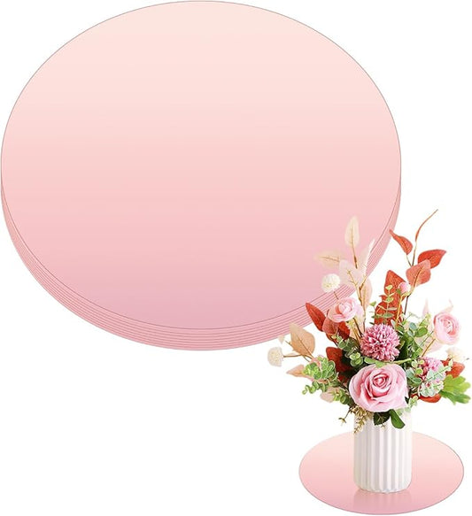 8 Pcs Acrylic Round Mirror for Tables Centerpieces, 10 inch Circle Mirror Tiles Tray for Wedding Wall Home Living Room Bedroom Decor, Small for Crafts (10in/25cm)