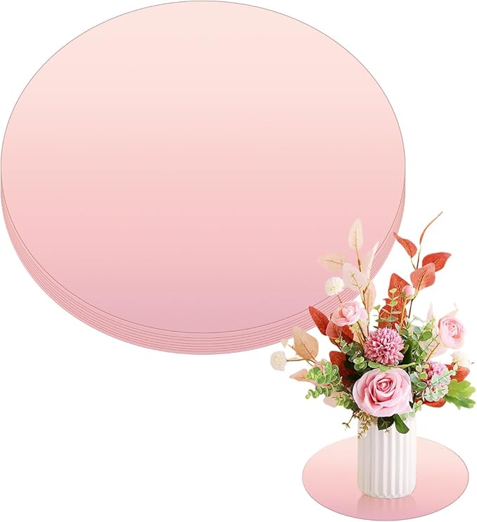 8 Pcs Acrylic Round Mirror for Tables Centerpieces, 12 inch Circle Mirror Tiles Tray for Wedding Wall Home Living Room Bedroom Decor, Small for Crafts (12in/30cm)