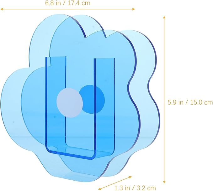 FAVOMOTO Vase Cloud Shaped Acrylic Vase Clear, Desk Organizer Make Up Brush Pen Holder Inner Decor Living Room for Table Modern Style Contemporary Design