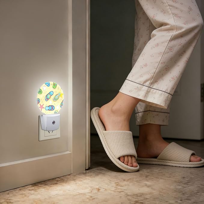 Beach Flip-Flops Night Light Plug-in Sleep Lamp Led Dusk to Dawn Night Light for Bedroom