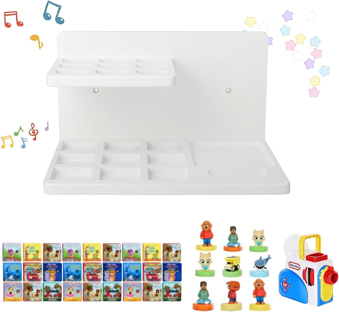 Taladad Wall Shelf Compatible with Little Tikes for Story Dream Machine Books Starter Set, for Little Tikes for Storytime Audio Play Real for Littles Character Storage Floating Shelves Blue (White)
