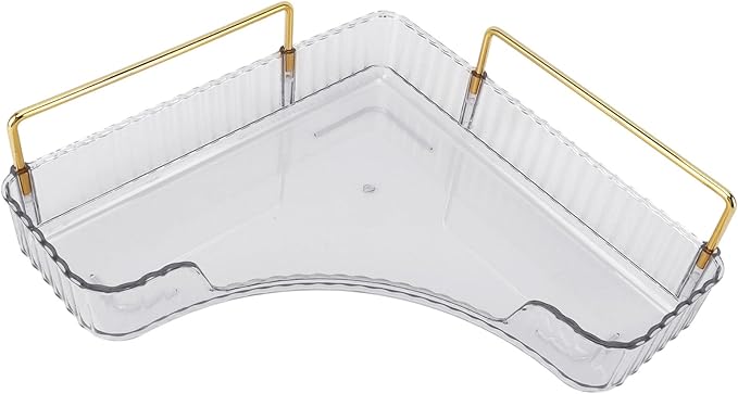 2-Tier Corner Bathroom Counter Organizer, Countertop Perfume Tray and Vanity Organizer, Makeup Cosmetic Storage, Skincare Storage Tray for Vanity Organizer, Corner Storage Organizers(#1)
