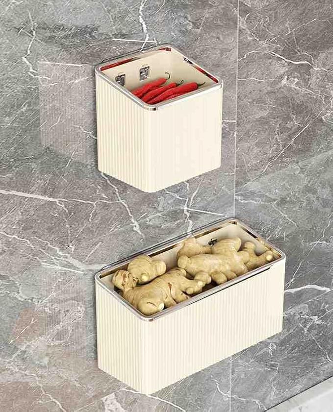 Floating Shelves Wall Bin Organizer Adhesive Wall Mounted Plastic Storage Organizer No Drilling Hanging Storage Containers Makeup Organizer Shelf for Office, Kitchen, Home