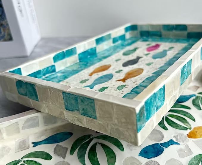 Decor Serving Trays for Coffee Table Ottoman Tray for Living Room Kitchen Serving Tray Bar Trays for Liquor Display Decorative Trays for Home Decor Dreakfast in Bed Tray