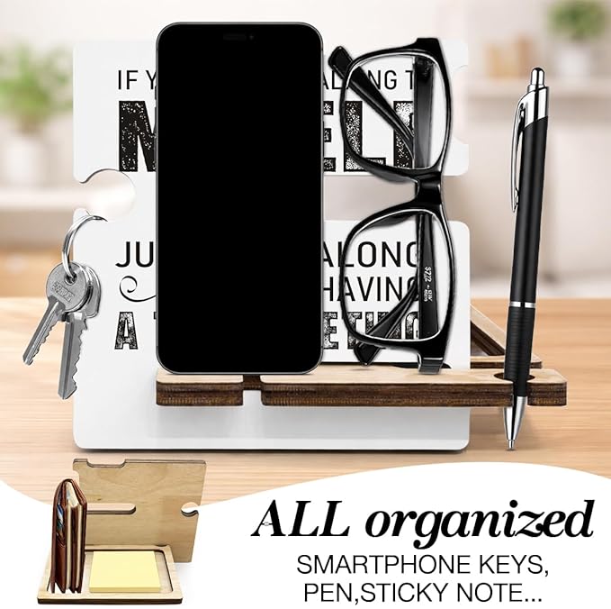 Funny Office Gift - Multi-functional Desk Organizer - Humorous Office Quote Wooden Decor Sign for Women Co-worker Desk Table Shelf