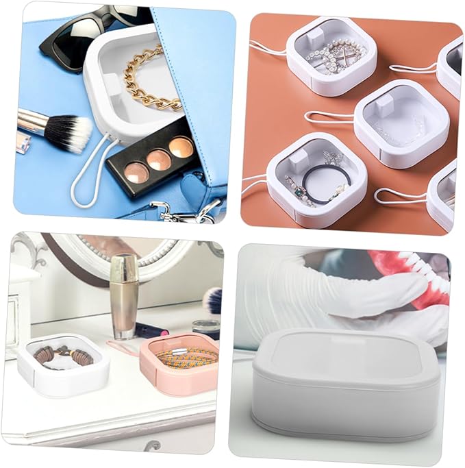 PartyKindom 4pcs Portable Jewelry Box Hair Tie Organizer Storage Box Earring Case and Cosmetic Organizer Multi-function Visible Earring for Travel Home Dressing Table White
