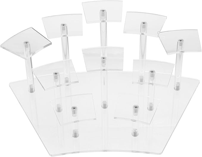 Multi-layer Acrylic Display Rack with 10 Curved Slots, Doll Rack and Handicrafts Storage Shelf for Collectibles and Makeup Organizer