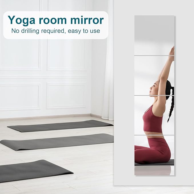 6 Pack 14"x12" Shatterproof Acrylic Mirror Tiles – Self-Adhesive, Unbreakable Wall Mirrors for Kids Room, Bathroom, Bedroom, Closet Door, or Home Gym