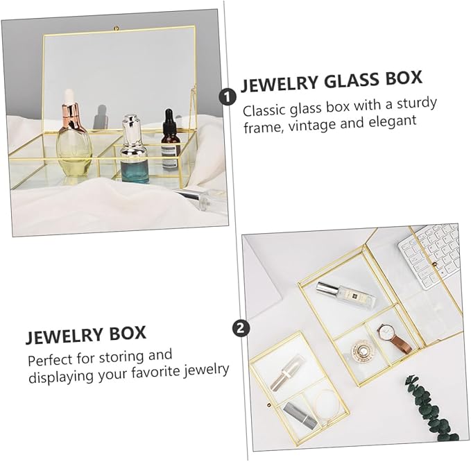 Glass Jewelry Storage Box Makeup Organizer Cosmetics Holder Lipstick Box Desktop Display Case Model Display Case
