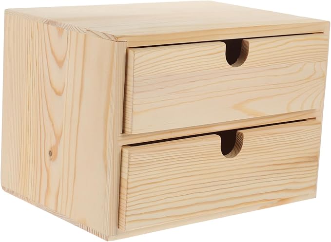 Cabilock Vintage Wooden Storage Box Stylish Household Makeup Case Two-tiered Desktop Organizer for Home Office Living Room Bedroom and Classroom Functional Storage