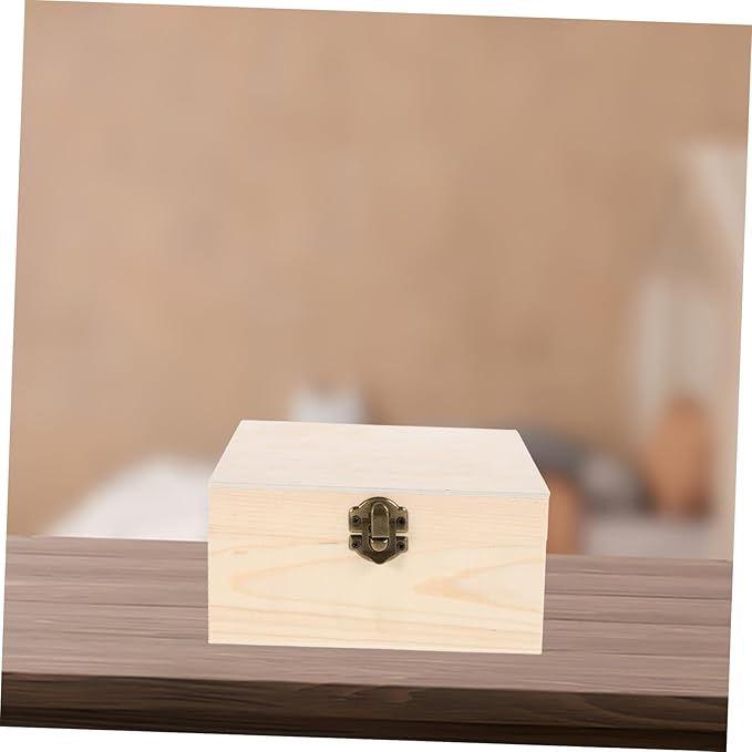 NUOBESTY Wooden Decorative Box Vintage Pine Jewelry Storage Case Mirror Makeup Organizer