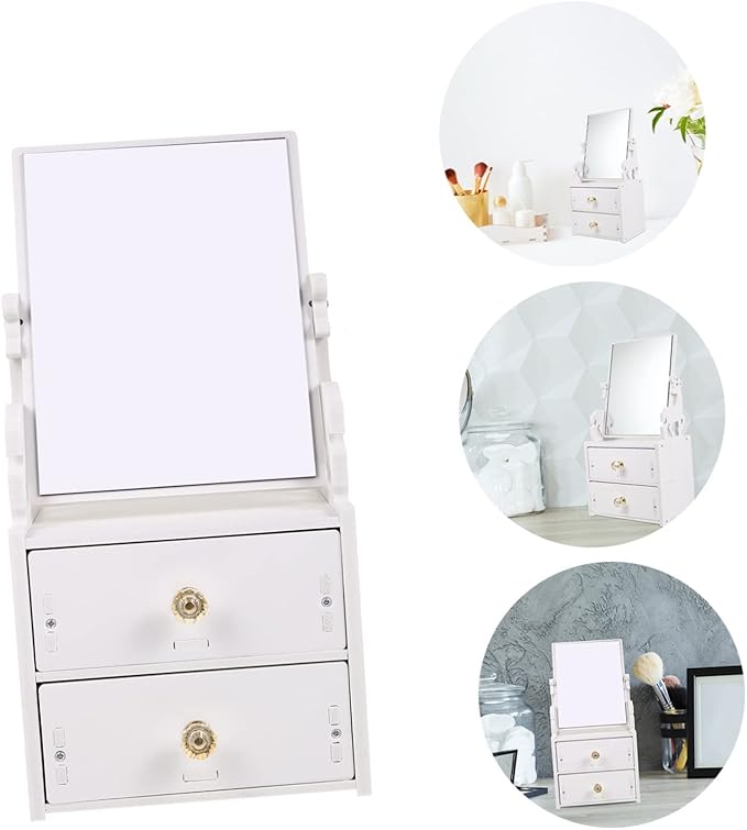 minkissy Elegant Tabletop Makeup Storage Box with Practical Mirror Design Versatile Organizer for Cosmetics Jewelry Accessories for Dresser Vanity and Bathroom Use