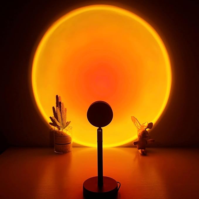 Sunset Lamp Projection Spotlight with Remote RGB 16 Colors for Influencer Video, 360 Degree Rotation Sunset Light Projector, Rainbow Projection Lamp LED Night Light for Bedroom, Party, Photography