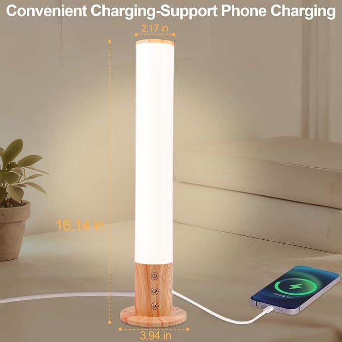 Light Therapy Lamp - 10000 Lux Full Spectrum Sun Lamp, 3 Color Temperatures & 670nm Red Light, Touch/Remote Control, Stepless Dimming, USB Charging, GlowPillar Sunlight Lamp for Home Office