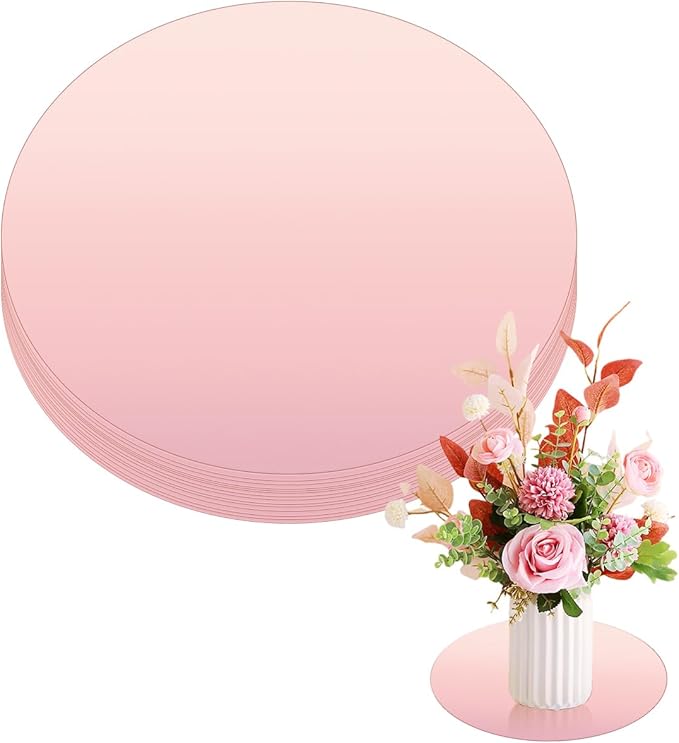 14 Pcs Acrylic Round Mirror for Tables Centerpieces, 8 inch Circle Mirror Tiles Tray for Wedding Wall Home Living Room Bedroom Decor, Small for Crafts (8in/20cm)