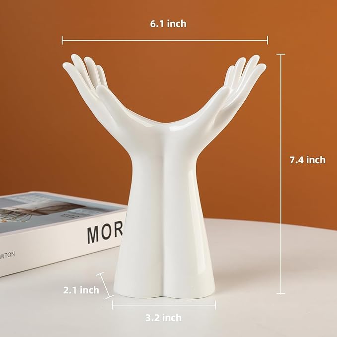 White Ceramic Vase Creative Human Body Art Design Multi Functional Office Desktop Organizer Pen Holder Makeup Brush Holder Home Decor Vase for Flowers Boho Ceramic Vases Stylish Decorative Accent (D)