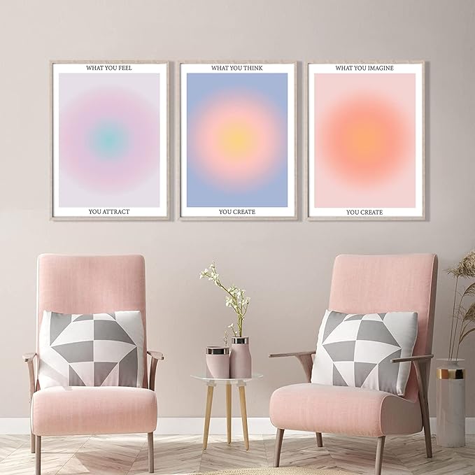 NCYEL 3 Colorful Abstract Posters Room Aesthetic Reiki Gradient Spiritual Affirmation Canvas Wall Art Positive Energy Inspirational Wall Art Bathroom Living Room Apartment Office Girls Room 12x16inx3