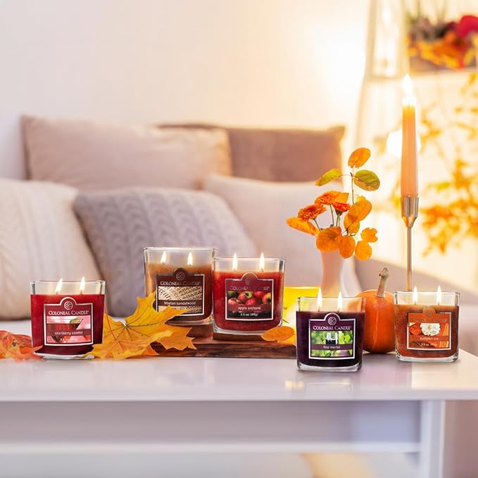 Colonial Candle Cranberry Cosmo Scented Jar Candle, 2 Wick, 3.5 oz, Mottled Wax Candle