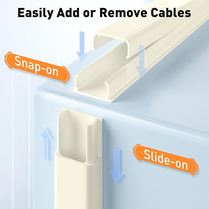 Delamu Beige Cord Hider, 62.8in Beige Cable Hider, Cord Covers for Wires on Wall, Wire Hider Wire Covers for 2-3 Cords for TV on Wall, Easier Setup Cable Cover Management, 4X L15.7 W0.94 H0.47in
