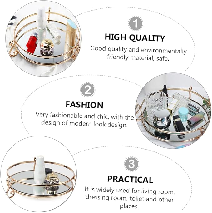 1pc Decorative Mirror Tray for Cosmetics Storage Creative Vanity Organizer for Makeup Perfume Jewelry and Home Decor for Dresser Bathroom and Special Occasions