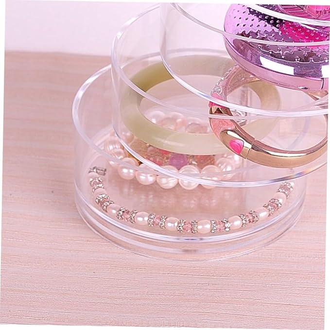 CALLARON 2pcs Circular Rotating Plastic Jewelry Box Four-layer Storage Organizer for Makeup Earrings and Items Desktop for Efficient Organization