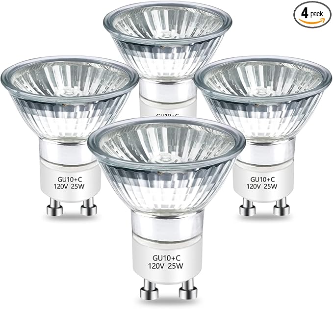 BOGAO Halogen Bulb 25 Watt GU10 120V NP5 Replacement Bulb for Candle Warmer, Scent Wax Burner, Fragrance Melt, JDR Dimmable, Warm White 2700K Pack of 4
