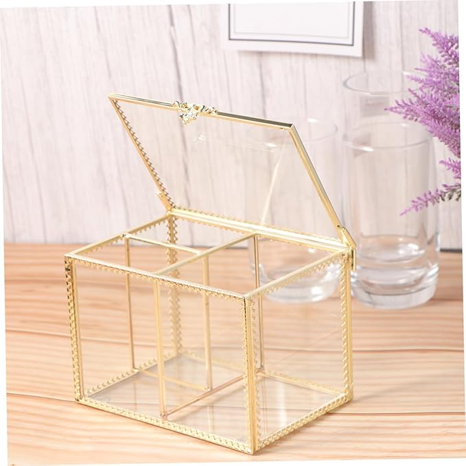 CALLARON Glass Cosmetic Storage Box Makeup Organizer Drawers Desktop Makeup Storage Case