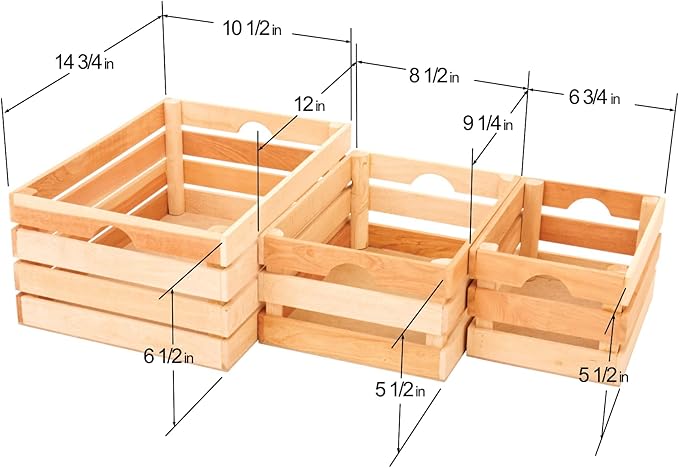 VINTAYARD Rustic Wood Crates for vintage decorative display, Nesting Crate set for storage and farmhouse style decor, wooden boxes made from 100% Wood (Natural Cedar, Nested Set of 3)