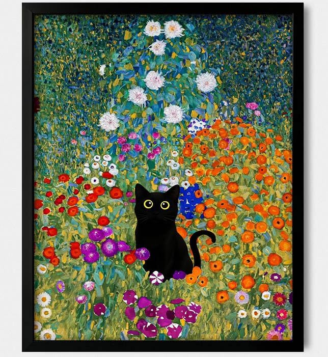 Hamduker Canvas Wall Art Cat Decor for Dorm Bedroom Canvas Prints Aesthetic Monet Cat Posters Living Room Decor (Size: 16''x20''x1pcs)