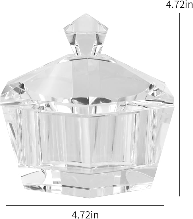 Makeup Storage Jars, Clear Crystal Candy Containers, Transparent Empty Storage Jar for Makeup, Loose Powder, Bath Salts, Vanity Organizer, Desk Decor for Rings