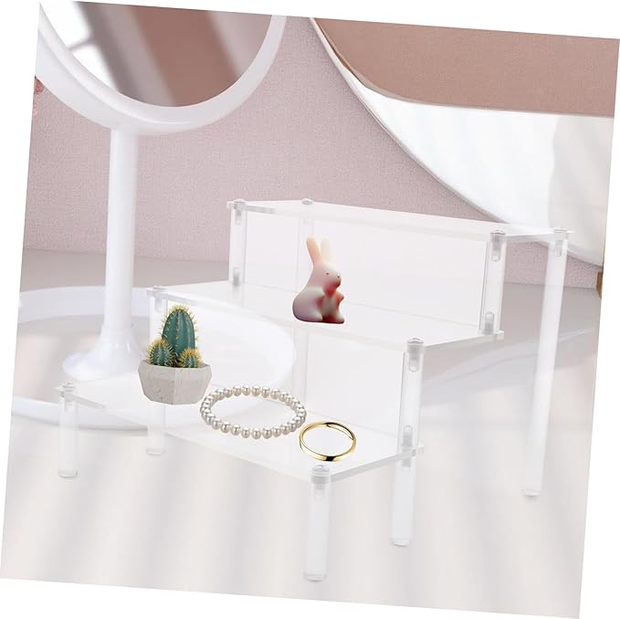 2pcs Acrylic Riser Shelf for Display Tiered Easel Stand Makeup Organizer Acrylic Jewelry Rack Display Stand for Shelves