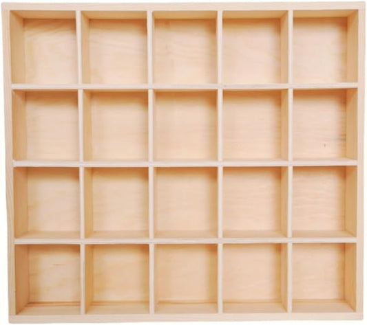 1 Pcs 13.4''x10.6''x2'' Wooden Storage Divider Box Showcase Display Box Organization Tabletop Box Tray Display Holder with 20 Compartments for Home Craft Office Kitchen Storage