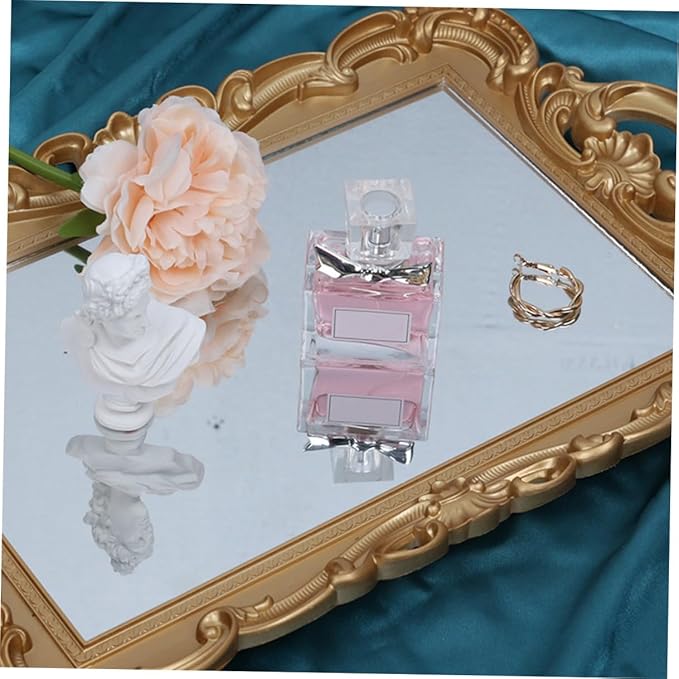 SAFIGLE Vanity Tray Mirror Plate Decorative Perfume Tray Makeup Organizer for Dresser Bathroom Countertop Home Décor Accessory